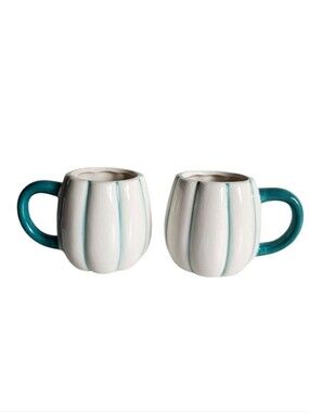 Royal Norfolk White and Teal Pumpkin Mug Set of 2